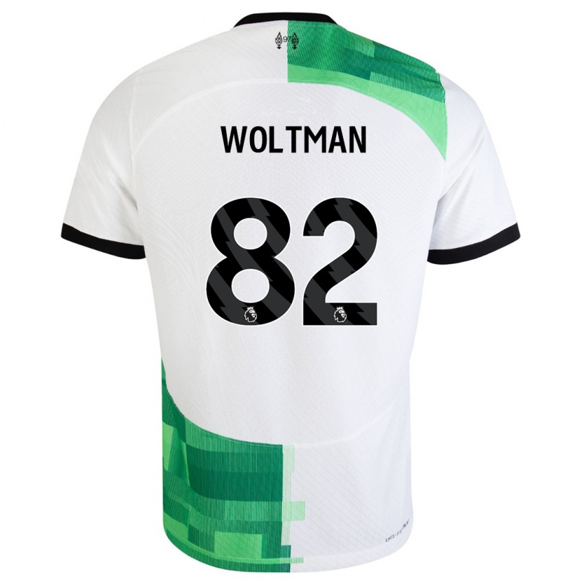 Męski Max Woltman #82 Biały Zielony Wyjazdowa Koszulka 2023/24 Koszulki Klubowe