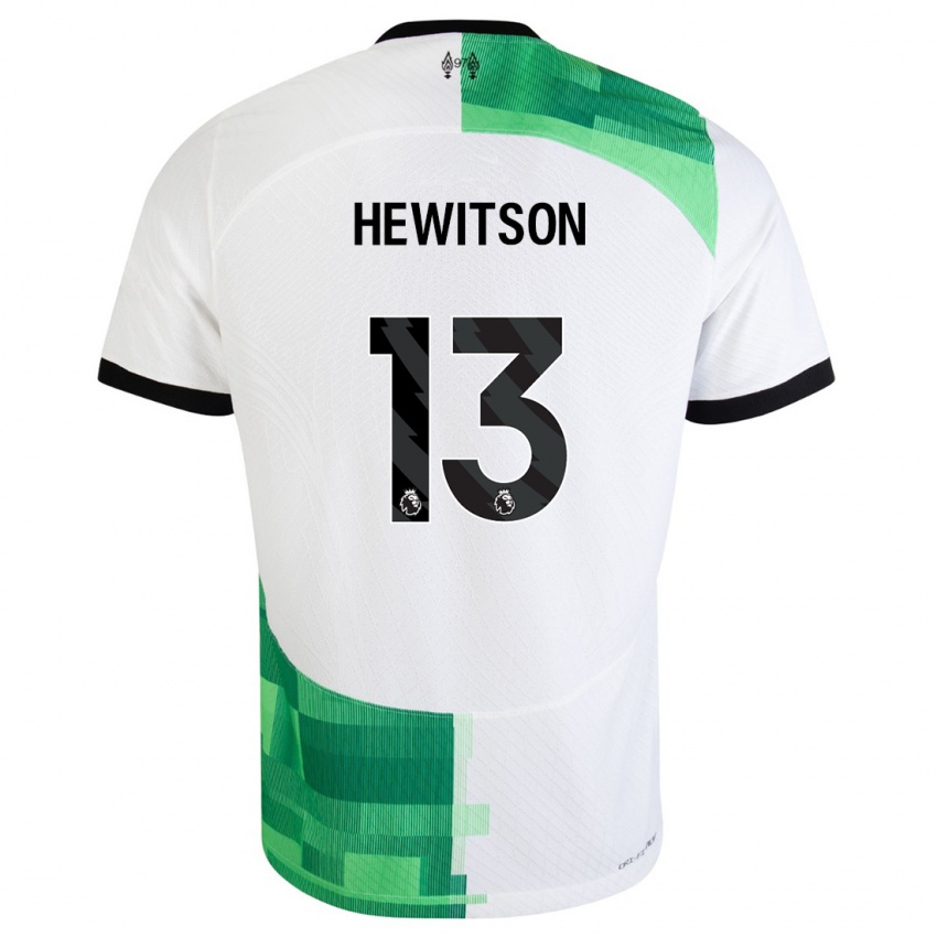Męski Luke Hewitson #13 Biały Zielony Wyjazdowa Koszulka 2023/24 Koszulki Klubowe