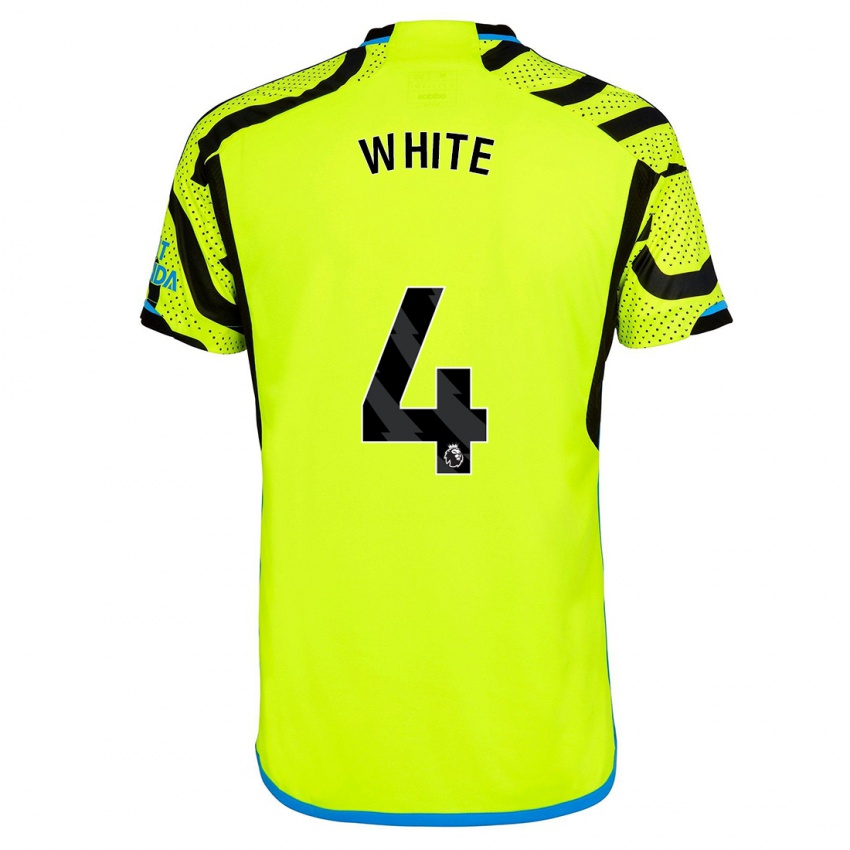 Męski Ben White #4 Żółty Wyjazdowa Koszulka 2023/24 Koszulki Klubowe