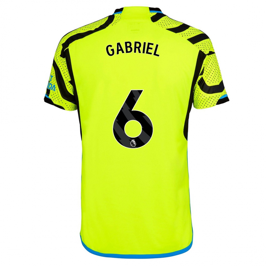 Męski Gabriel Magalhaes #6 Żółty Wyjazdowa Koszulka 2023/24 Koszulki Klubowe