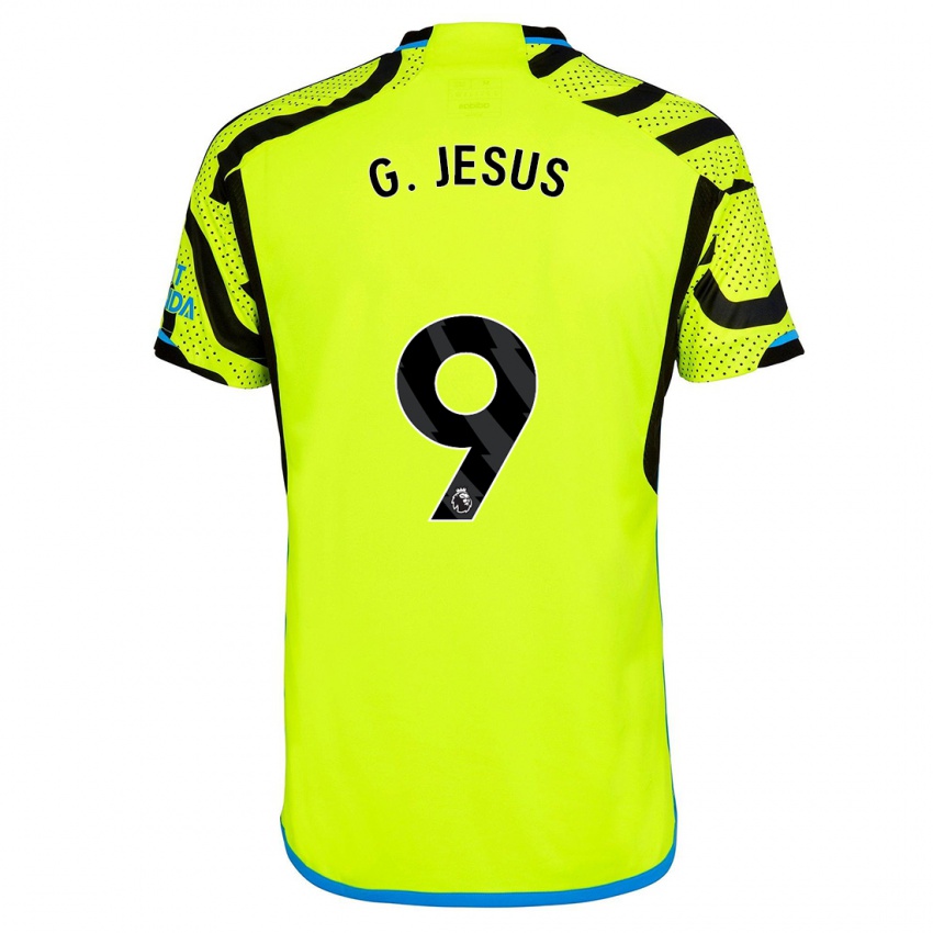 Męski Gabriel Jesus #9 Żółty Wyjazdowa Koszulka 2023/24 Koszulki Klubowe