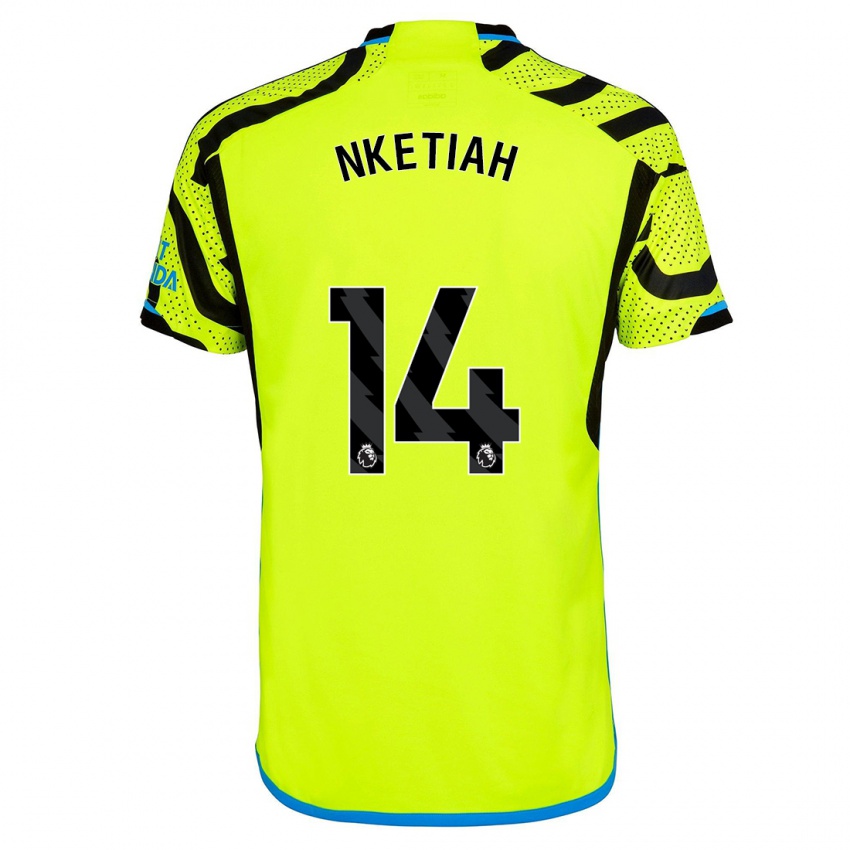 Męski Eddie Nketiah #14 Żółty Wyjazdowa Koszulka 2023/24 Koszulki Klubowe