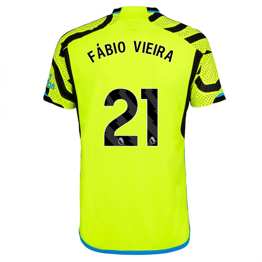 Męski Fabio Vieira #21 Żółty Wyjazdowa Koszulka 2023/24 Koszulki Klubowe