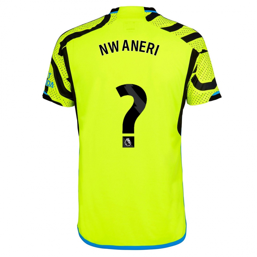 Męski Ethan Nwaneri #0 Żółty Wyjazdowa Koszulka 2023/24 Koszulki Klubowe
