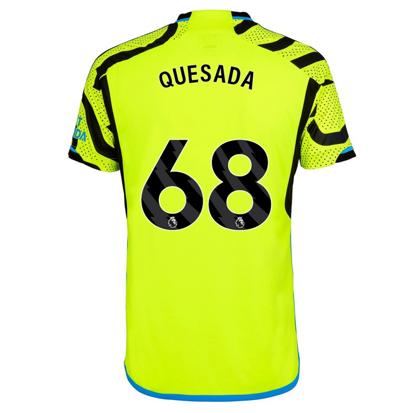 Męski Elián Quesada #68 Żółty Wyjazdowa Koszulka 2023/24 Koszulki Klubowe