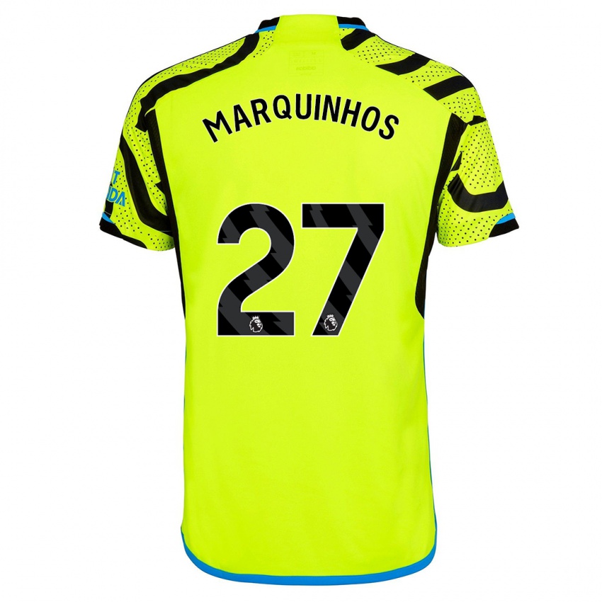 Męski Marquinhos #27 Żółty Wyjazdowa Koszulka 2023/24 Koszulki Klubowe