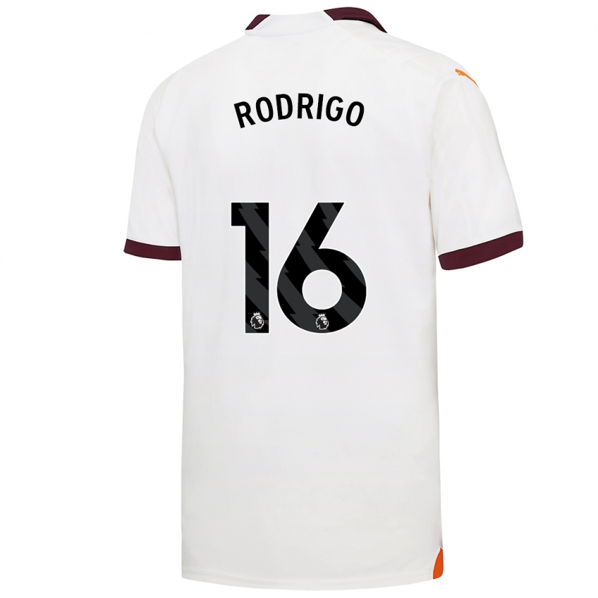 Męski Rodrigo Hernandez #16 Biały Wyjazdowa Koszulka 2023/24 Koszulki Klubowe