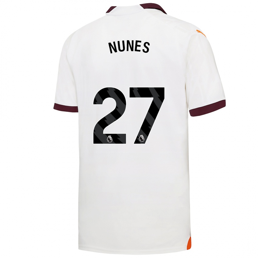 Męski Matheus Nunes #27 Biały Wyjazdowa Koszulka 2023/24 Koszulki Klubowe
