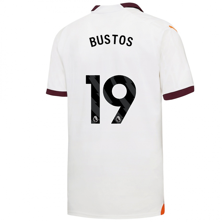 Męski Nahuel Bustos #19 Biały Wyjazdowa Koszulka 2023/24 Koszulki Klubowe