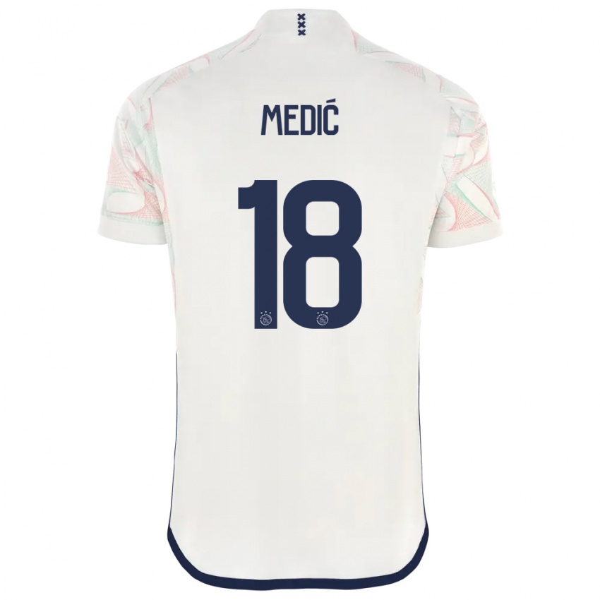 Męski Jakov Medic #18 Biały Wyjazdowa Koszulka 2023/24 Koszulki Klubowe
