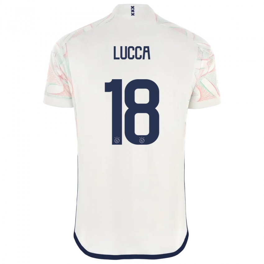 Męski Lorenzo Lucca #18 Biały Wyjazdowa Koszulka 2023/24 Koszulki Klubowe