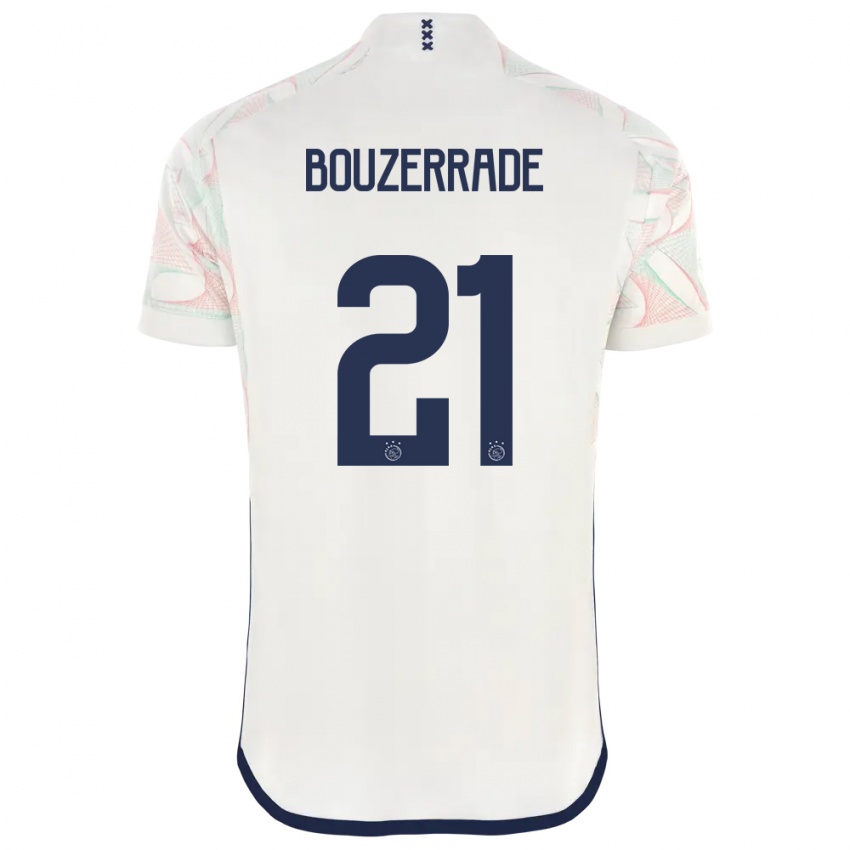 Męski Zaina Bouzerrade #21 Biały Wyjazdowa Koszulka 2023/24 Koszulki Klubowe