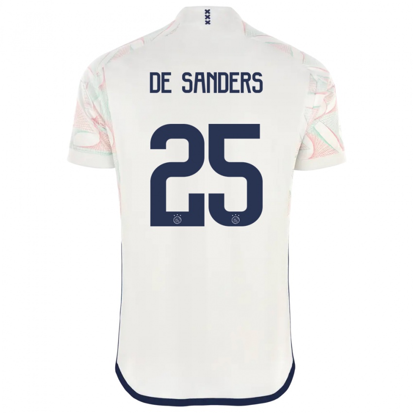 Męski Kay-Lee De Sanders #25 Biały Wyjazdowa Koszulka 2023/24 Koszulki Klubowe