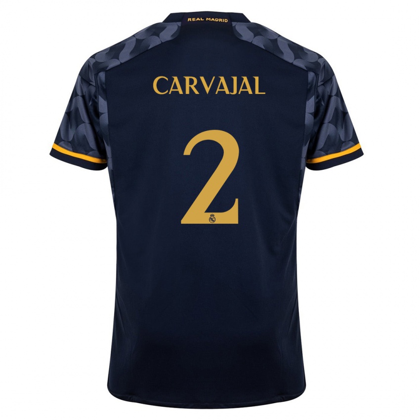 Męski Daniel Carvajal #2 Ciemny Niebieski Wyjazdowa Koszulka 2023/24 Koszulki Klubowe
