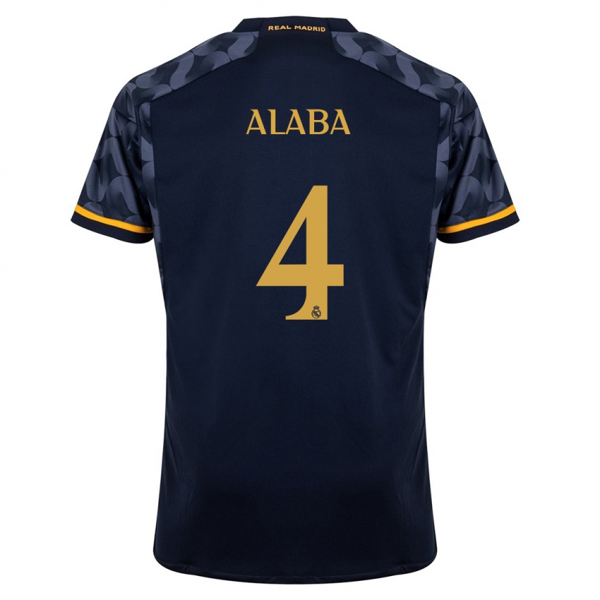 Męski David Alaba #4 Ciemny Niebieski Wyjazdowa Koszulka 2023/24 Koszulki Klubowe