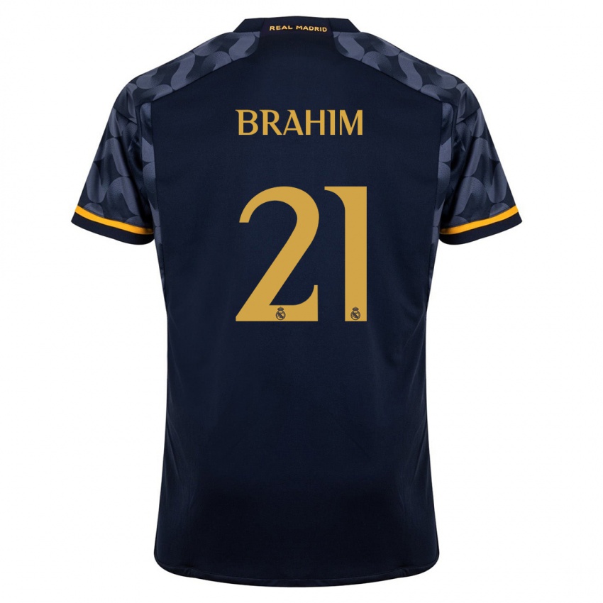 Męski Brahim Diaz #21 Ciemny Niebieski Wyjazdowa Koszulka 2023/24 Koszulki Klubowe