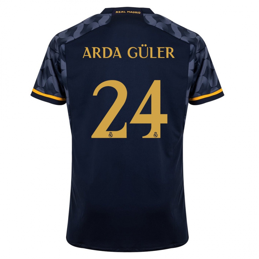 Męski Arda Güler #24 Ciemny Niebieski Wyjazdowa Koszulka 2023/24 Koszulki Klubowe