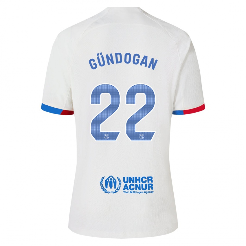 Męski Ilkay Gundogan #22 Biały Wyjazdowa Koszulka 2023/24 Koszulki Klubowe