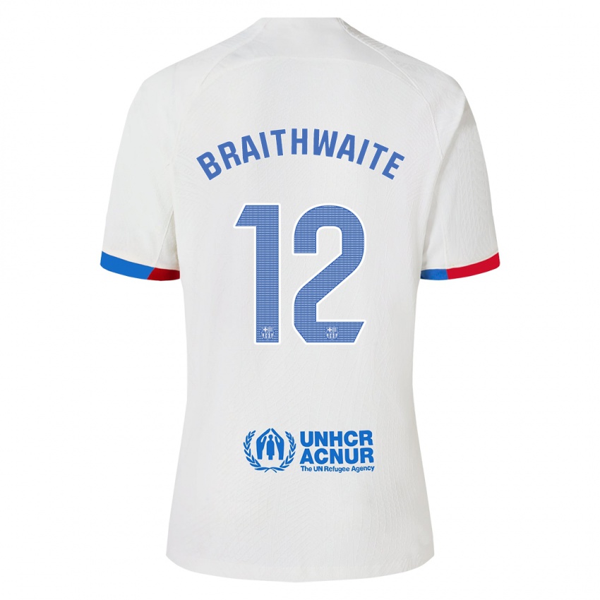 Męski Martin Braithwaite #12 Biały Wyjazdowa Koszulka 2023/24 Koszulki Klubowe