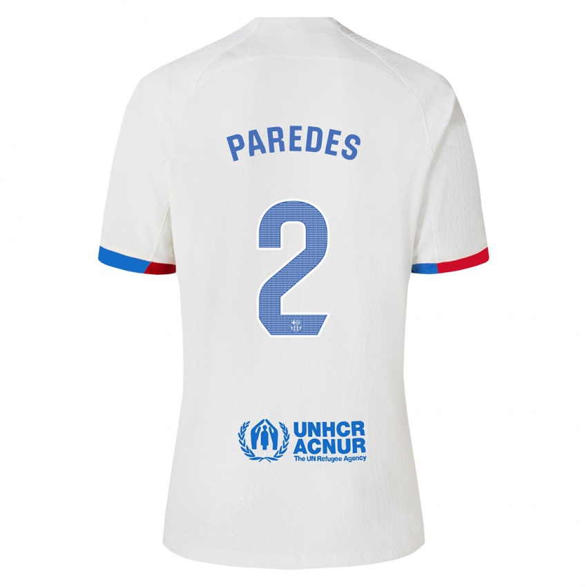 Męski Irene Paredes #2 Biały Wyjazdowa Koszulka 2023/24 Koszulki Klubowe