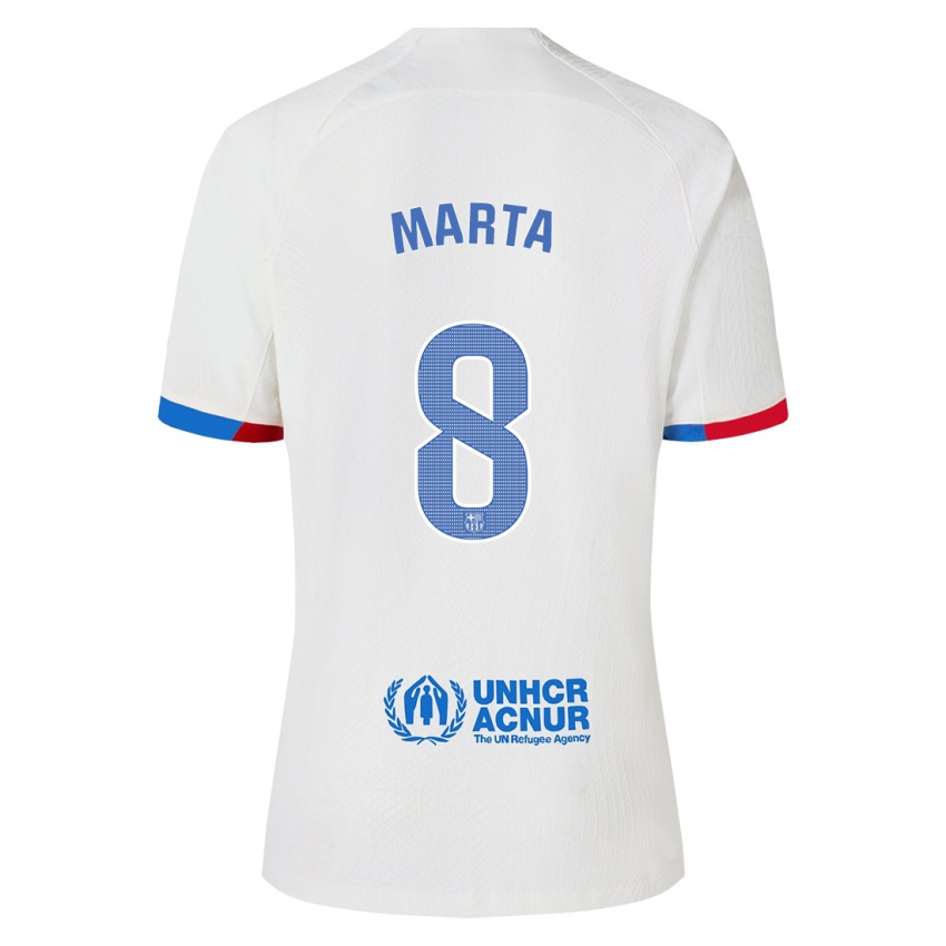 Męski Marta Torrejon #8 Biały Wyjazdowa Koszulka 2023/24 Koszulki Klubowe
