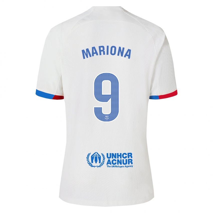Męski Mariona Caldentey #9 Biały Wyjazdowa Koszulka 2023/24 Koszulki Klubowe