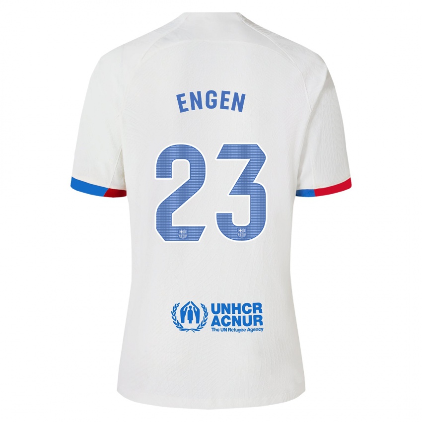 Męski Ingrid Engen #23 Biały Wyjazdowa Koszulka 2023/24 Koszulki Klubowe