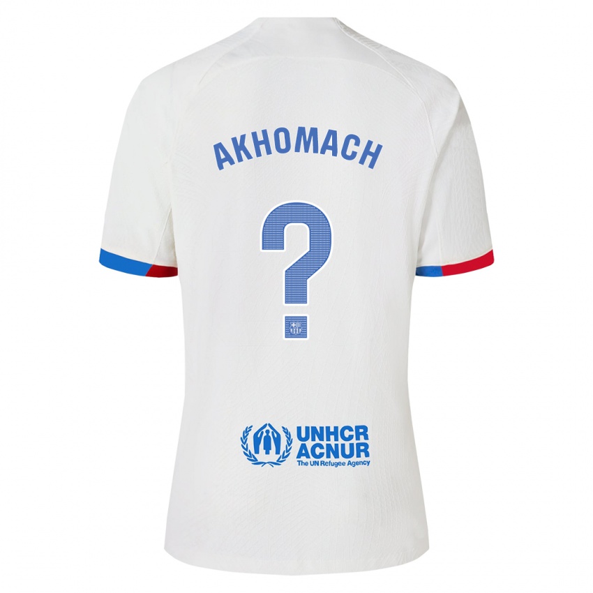 Męski Ilias Akhomach #0 Biały Wyjazdowa Koszulka 2023/24 Koszulki Klubowe
