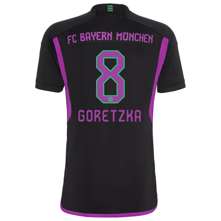 Męski Leon Goretzka #8 Czarny Wyjazdowa Koszulka 2023/24 Koszulki Klubowe
