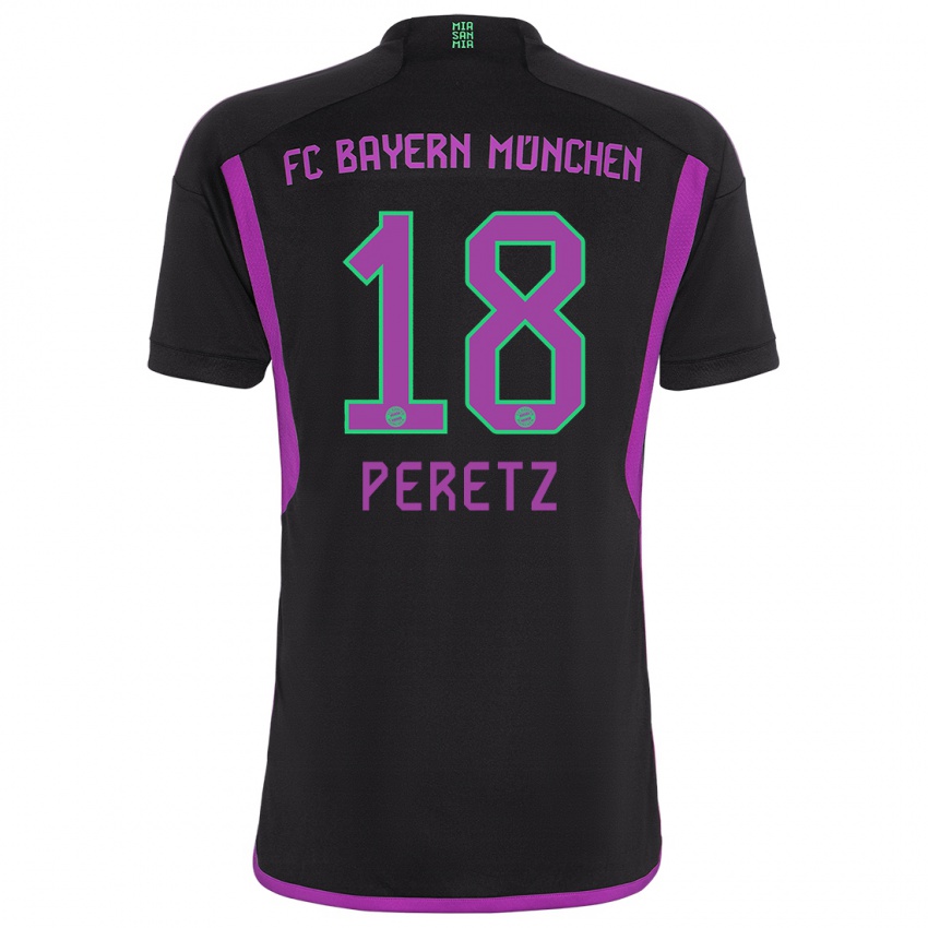 Męski Daniel Peretz #18 Czarny Wyjazdowa Koszulka 2023/24 Koszulki Klubowe