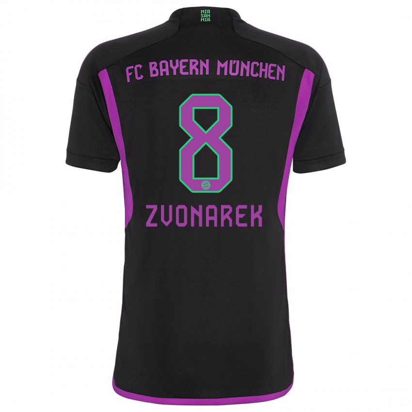 Męski Lovro Zvonarek #8 Czarny Wyjazdowa Koszulka 2023/24 Koszulki Klubowe
