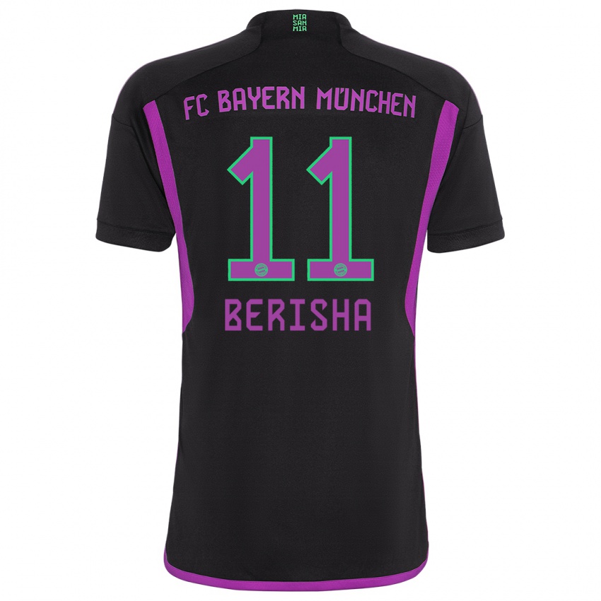 Męski Dion Berisha #11 Czarny Wyjazdowa Koszulka 2023/24 Koszulki Klubowe