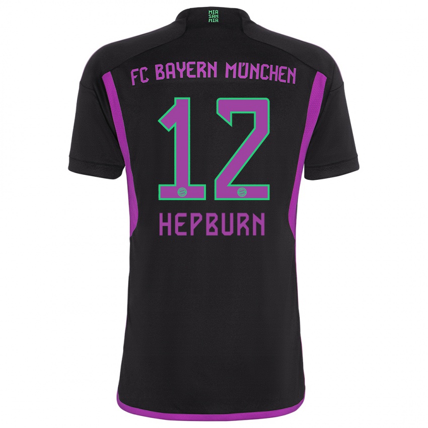 Męski Barry Hepburn #12 Czarny Wyjazdowa Koszulka 2023/24 Koszulki Klubowe