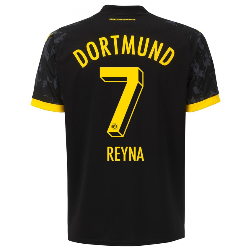 Męski Giovanni Reyna #7 Czarny Wyjazdowa Koszulka 2023/24 Koszulki Klubowe