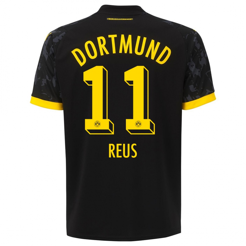 Męski Marco Reus #11 Czarny Wyjazdowa Koszulka 2023/24 Koszulki Klubowe