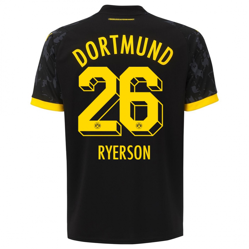 Męski Julian Ryerson #26 Czarny Wyjazdowa Koszulka 2023/24 Koszulki Klubowe