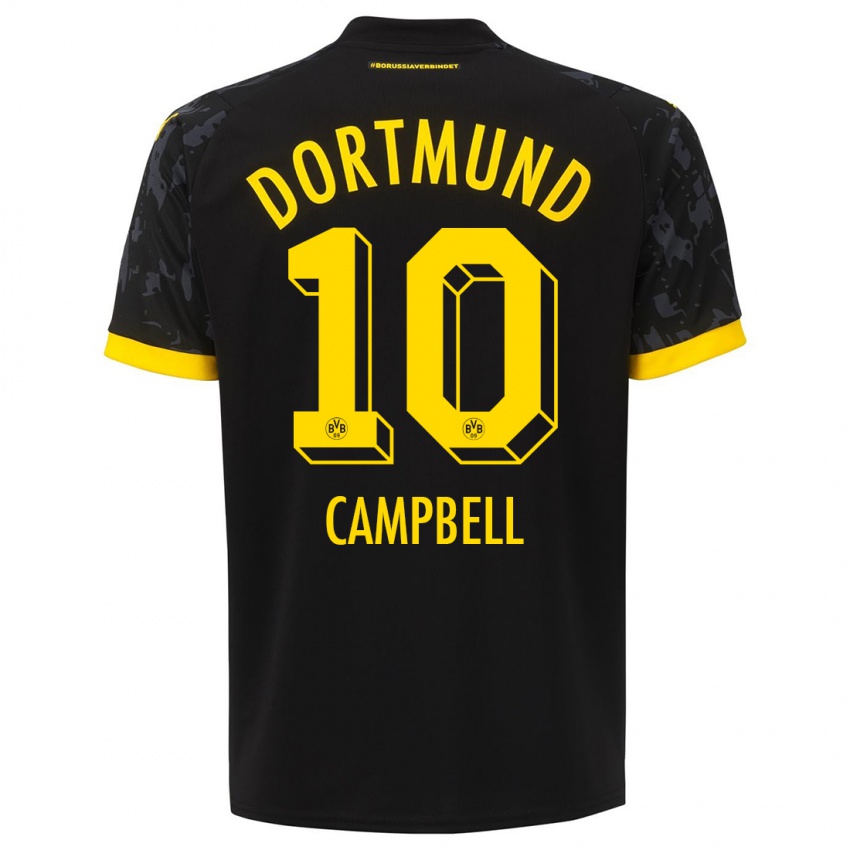 Męski Cole Campbell #10 Czarny Wyjazdowa Koszulka 2023/24 Koszulki Klubowe