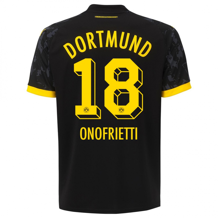 Męski Vincenzo Onofrietti #18 Czarny Wyjazdowa Koszulka 2023/24 Koszulki Klubowe