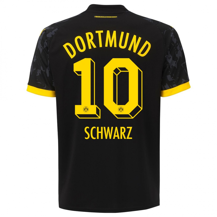 Męski Oskar Schwarz #10 Czarny Wyjazdowa Koszulka 2023/24 Koszulki Klubowe