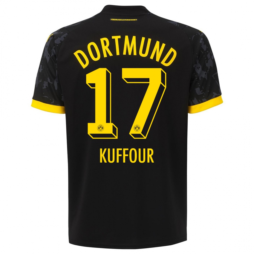 Męski Lloyd-Addo Kuffour #17 Czarny Wyjazdowa Koszulka 2023/24 Koszulki Klubowe