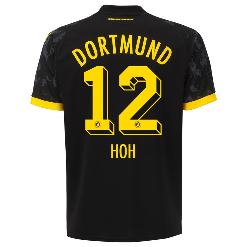 Męski Hendrik Hoh #12 Czarny Wyjazdowa Koszulka 2023/24 Koszulki Klubowe