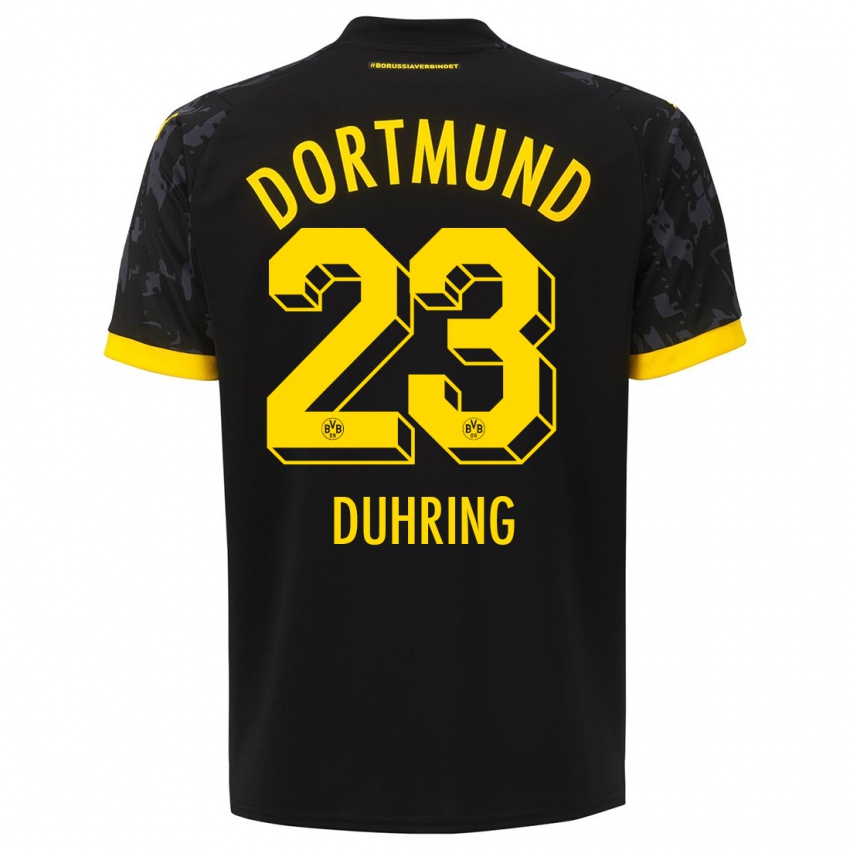 Męski Marc Niclas Duhring #23 Czarny Wyjazdowa Koszulka 2023/24 Koszulki Klubowe