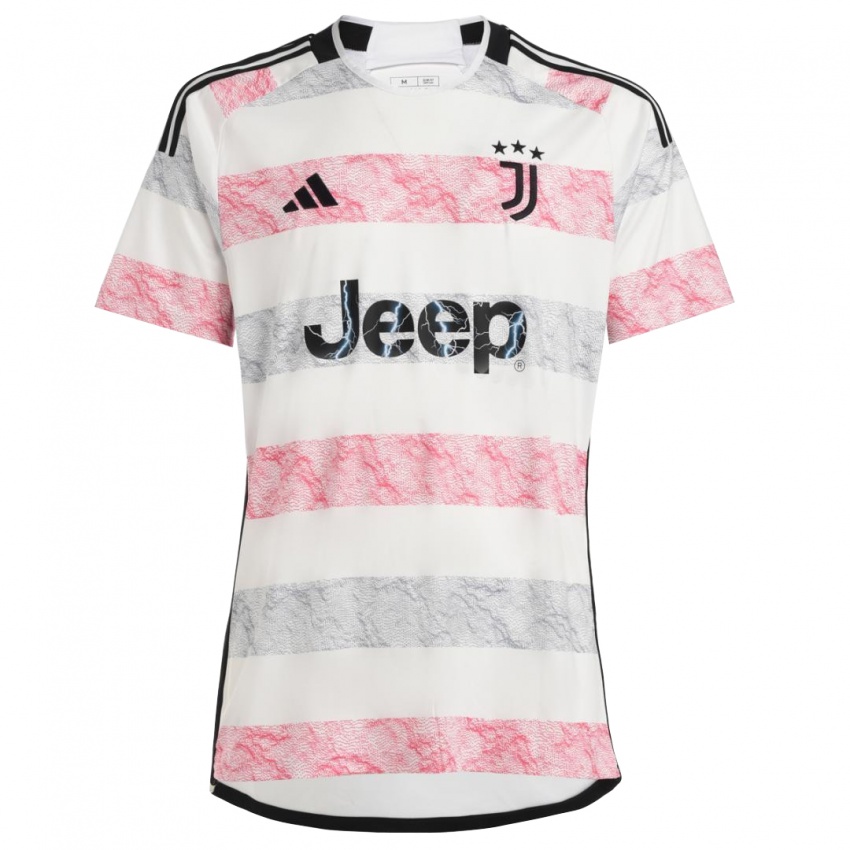 Męski Clemente Perotti #33 Biały Różowy Wyjazdowa Koszulka 2023/24 Koszulki Klubowe