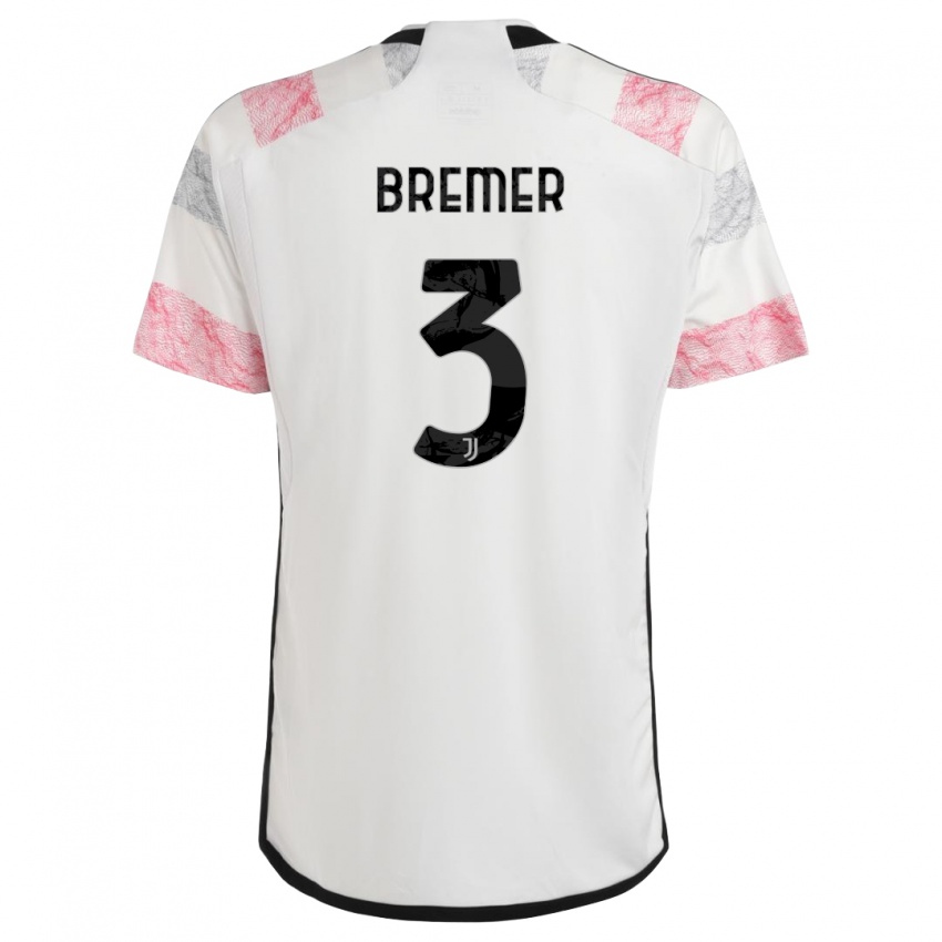 Męski Bremer #3 Biały Różowy Wyjazdowa Koszulka 2023/24 Koszulki Klubowe