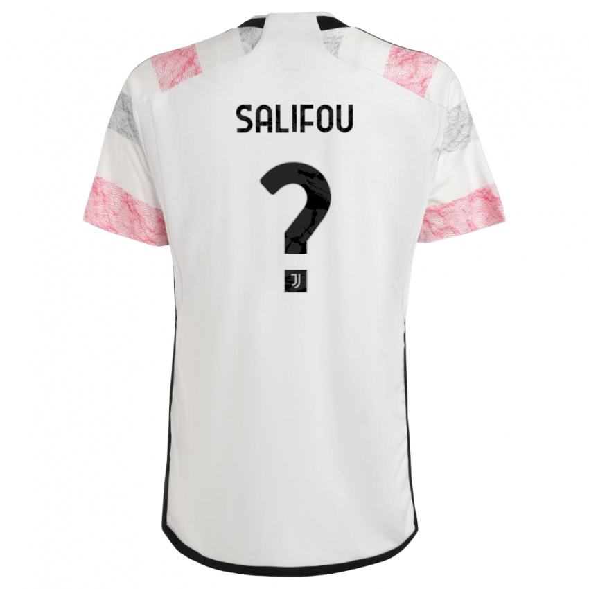 Męski Dikeni Salifou #0 Biały Różowy Wyjazdowa Koszulka 2023/24 Koszulki Klubowe