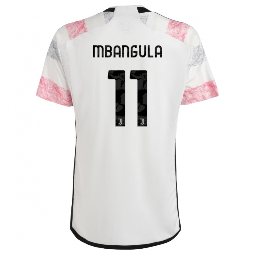 Męski Samuel Mbangula #11 Biały Różowy Wyjazdowa Koszulka 2023/24 Koszulki Klubowe