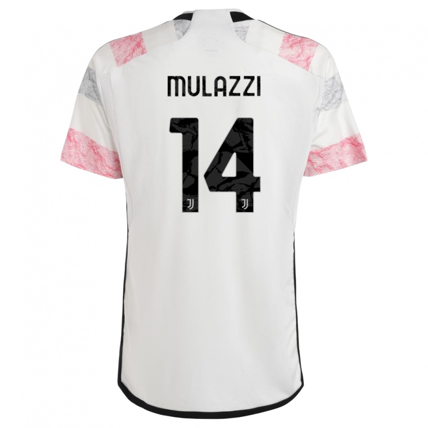 Męski Gabriele Mulazzi #14 Biały Różowy Wyjazdowa Koszulka 2023/24 Koszulki Klubowe
