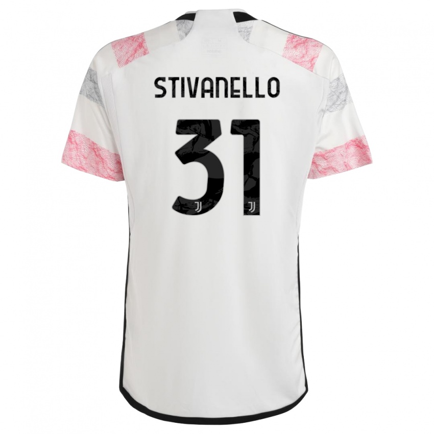 Męski Riccardo Stivanello #31 Biały Różowy Wyjazdowa Koszulka 2023/24 Koszulki Klubowe