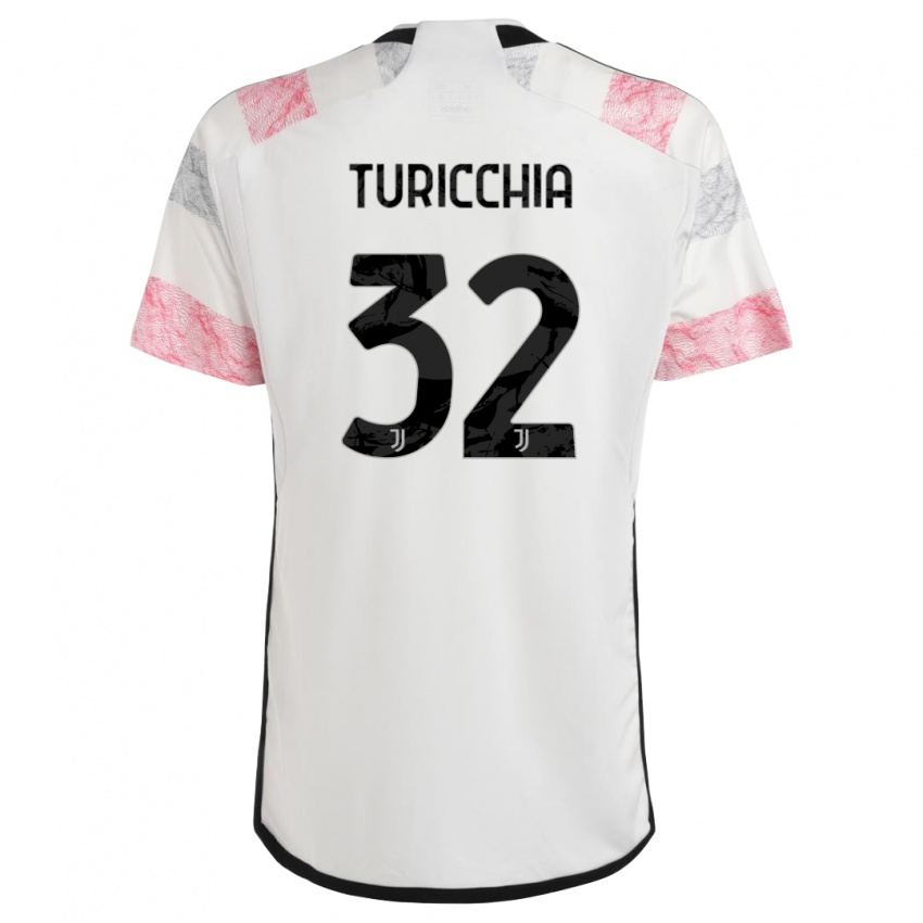 Męski Riccardo Turicchia #32 Biały Różowy Wyjazdowa Koszulka 2023/24 Koszulki Klubowe