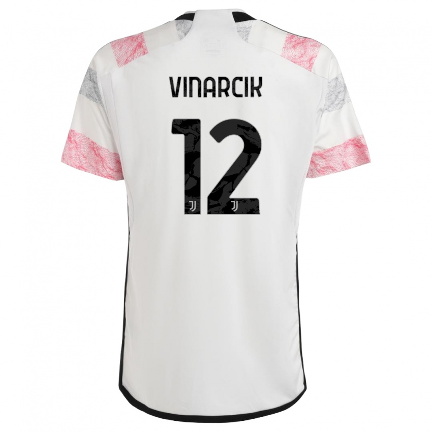 Męski Jakub Vinarcik #12 Biały Różowy Wyjazdowa Koszulka 2023/24 Koszulki Klubowe